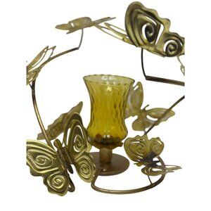 VTG Brass Butterfly Elegant Candle Holder 9.5 Ornate Metal Tabletop Decor Accent
